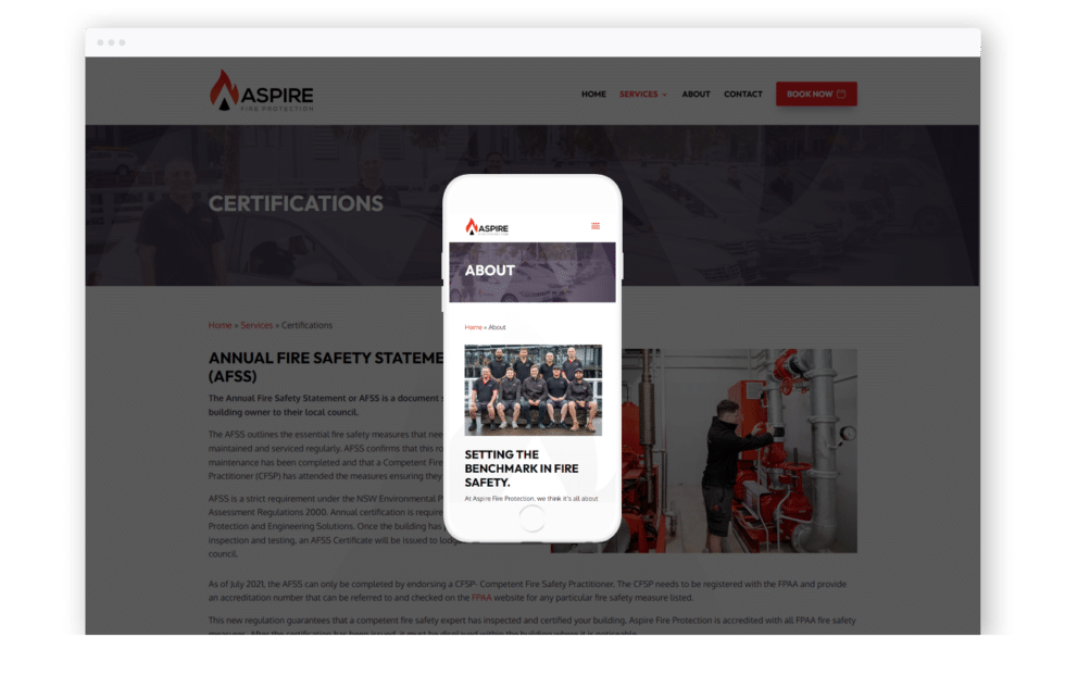 Fire Protection Business Website Design Case Study: Aspire Fire