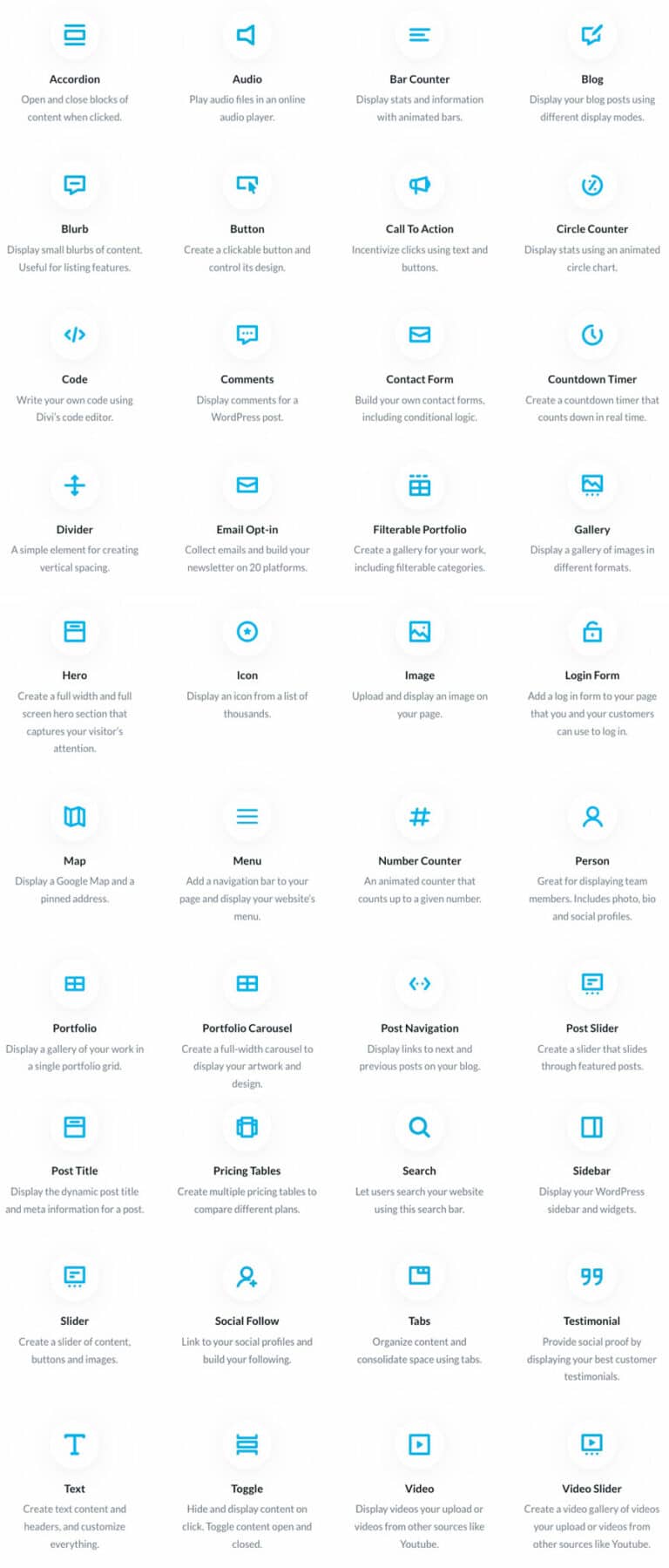 Every WordPress Divi Module - The Complete List