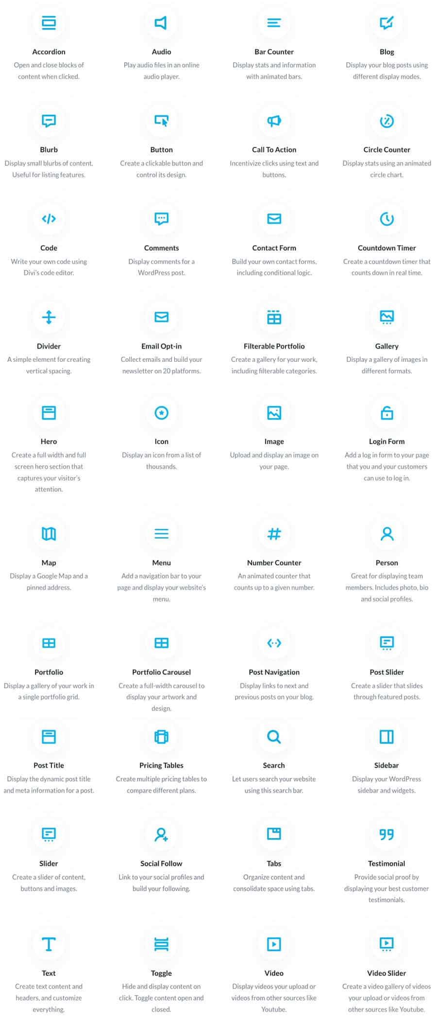 Our “List of Every WordPress Divi Module: A Complete Guide” dives straight into every Divi module available.