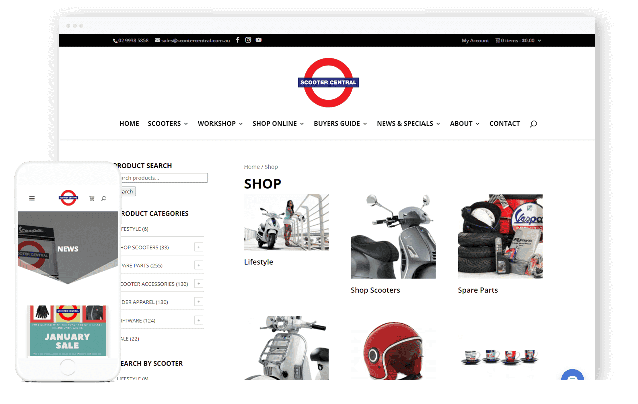 Scooter Shop Website Design